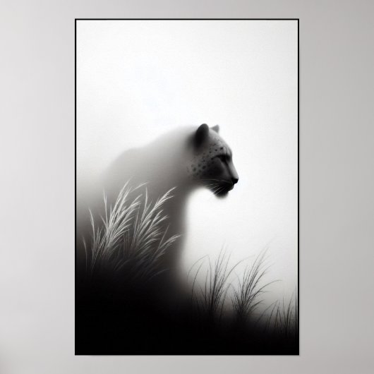 Panter in de Whispering Mist Abstract Poster (Voorkant)