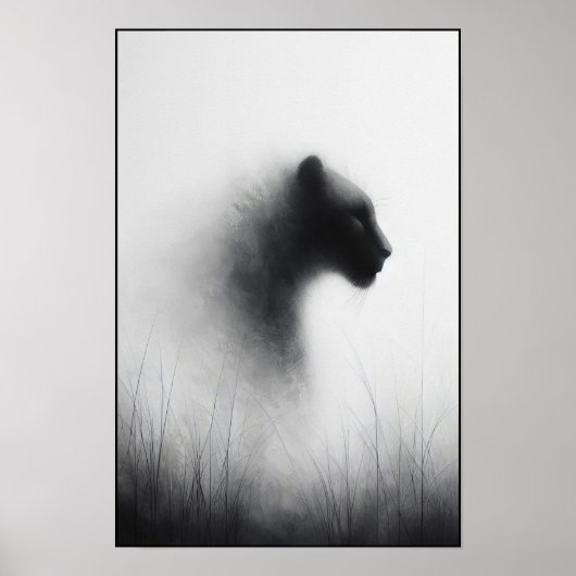 Panter in de Whispering Mist Abstract Poster (Voorkant)