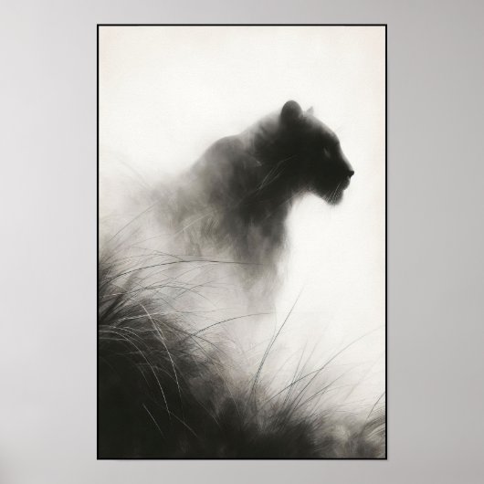 Panter in de Whispering Mist Abstract Poster (Voorkant)