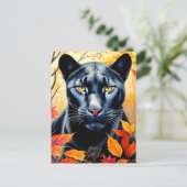 Panter Kat Herfst Bladeren Kunst Briefkaart (Staand voorkant)