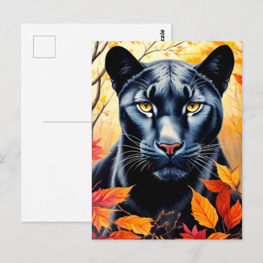 Panter Kat Herfst Bladeren Kunst Briefkaart (Voorkant / Achterkant)