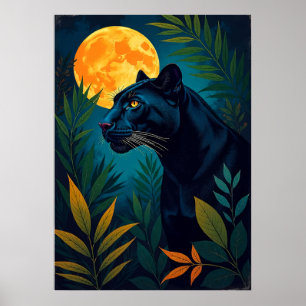 Panter Maanverlichte Jungle Kunst Poster