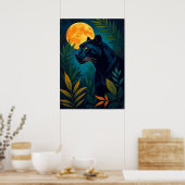 Panter Maanverlichte Jungle Kunst Poster (Keuken)