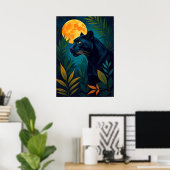 Panter Maanverlichte Jungle Kunst Poster (Thuiskantoor)