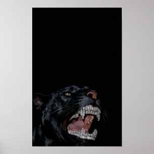 Panter met diamant bezette tanden poster