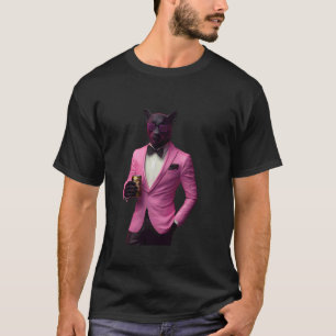 Panter met roze pak Cool kat vibe T-shirt