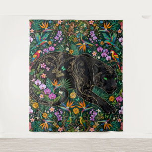 Panter op de loer Surrealistische jungle  Wandkleed