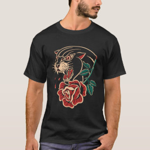 Panter Roos Amerikaanse Traditional Tattoo Ink Old T-shirt