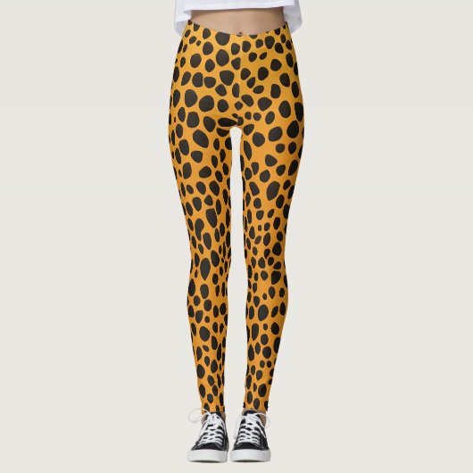 Panter Spots Dierlijke Huidpatroon Leggings (Voorkant)