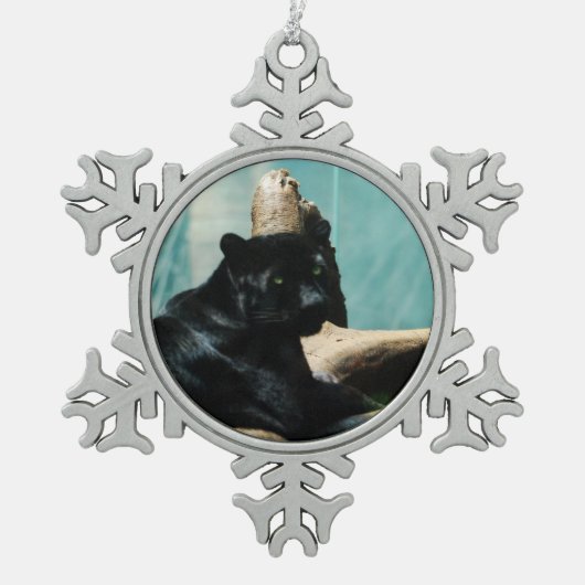 Panter Tin Sneeuwvlok Ornament (Voorkant)
