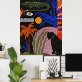 Panter Zon Krokodil Natuur Illustratie Poster (Thuiskantoor)