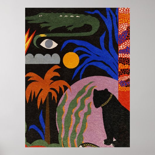 Panter Zon Krokodil Natuur Illustratie Poster (Voorkant)