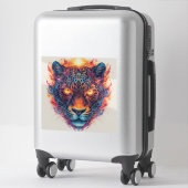 Panterportret met abstracte vurige elementen sticker (Koffer)