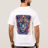 Panterportret met abstracte vurige elementen t-shirt (Achterkant)