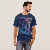Panterportret met abstracte vurige elementen t-shirt (Voorkant volledig)