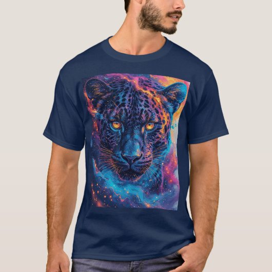 Panterportret met abstracte vurige elementen t-shirt (Voorkant)