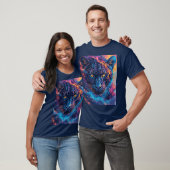 Panterportret met abstracte vurige elementen t-shirt (Unisex)