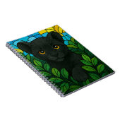 Panterwelp tussen struiken, gebrandschilderde glas notitieboek (Rechterzijde)