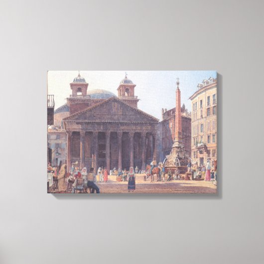Pantheon en Piazza della Rotonda in Rome, Italië Canvas Afdruk (Voorkant)