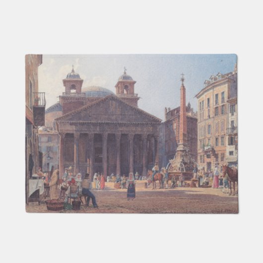 Pantheon en Piazza della Rotonda in Rome, Italië Deurmat (Voorkant)