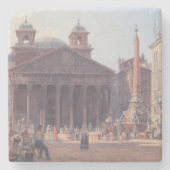 Pantheon en Piazza della Rotonda in Rome, Italië Stenen Onderzetter (Voorkant)