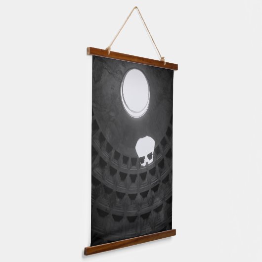 Pantheon Light Skull Rome Italië Zwart-wit Hangend Wandkleed (Gebogen)