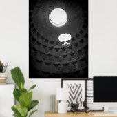 Pantheon Light Skull Rome Italië Zwart-wit Poster (Thuiskantoor)