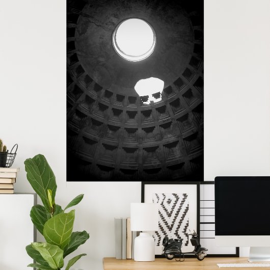 Pantheon Light Skull Rome Italië Zwart-wit Poster (Thuiskantoor)