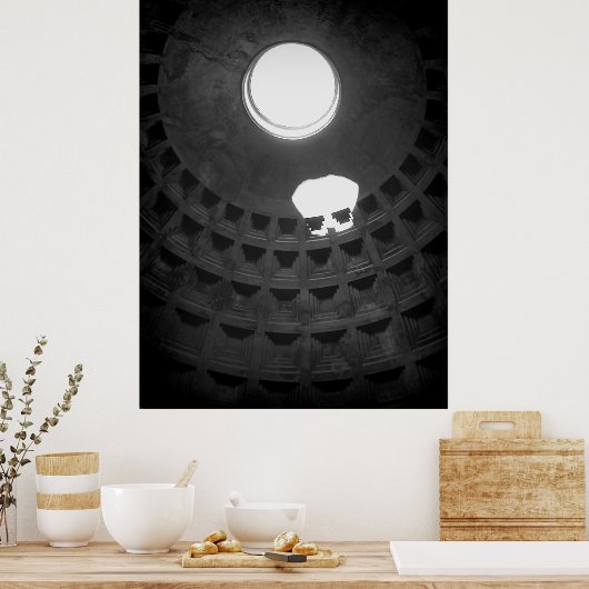 Pantheon Light Skull Rome Italië Zwart-wit Poster (Keuken)