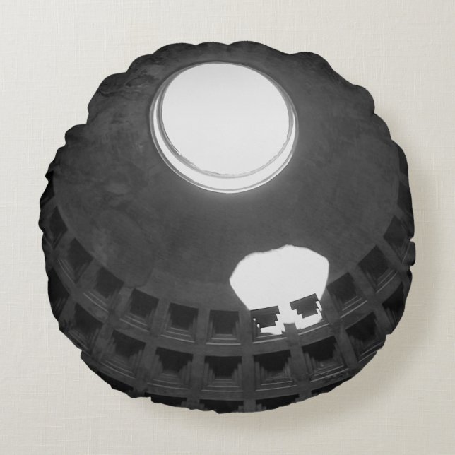 Pantheon Light Skull Rome Italië Zwart-wit Rond Kussen (Voorkant)