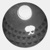 Pantheon Light Skull Rome Italië Zwart-wit Ronde Sticker (Voorkant)