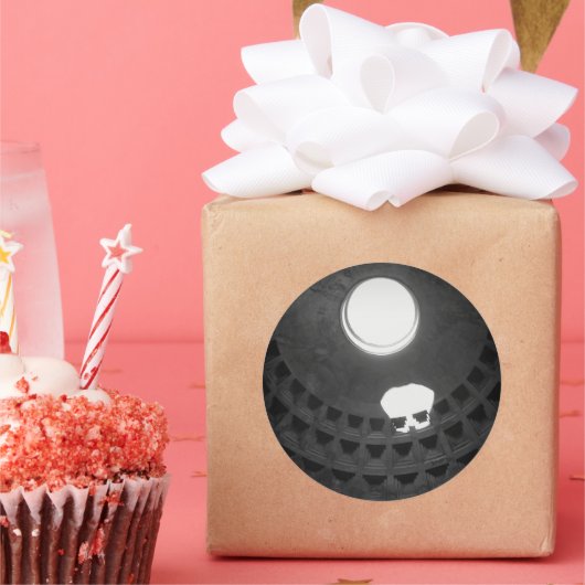 Pantheon Light Skull Rome Italië Zwart-wit Ronde Sticker (Feest)