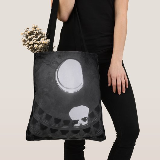 Pantheon Light Skull Rome Italië Zwart-wit Tote Bag (Dichtbij)