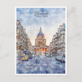 Pantheon Parijs Frankrijk vintage reizen waterverf Briefkaart (Voorkant)