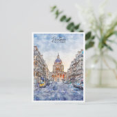 Pantheon Parijs Frankrijk vintage reizen waterverf Briefkaart (Staand voorkant)