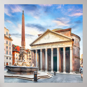 Pantheon Rome Italië Vintage Europa Reizen Poster