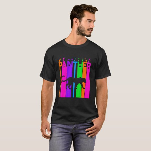 Panther Animal Rainbow Bubble met Silhouette T-shirt (Voorkant volledig)