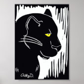 Panther Art Black en White Poster, 5 x 7 inch Poster (Voorkant)