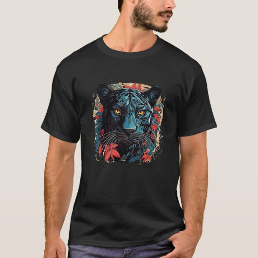 Panther Beast Animal World Wildlife Beauty Tekenin T-shirt (Voorkant)