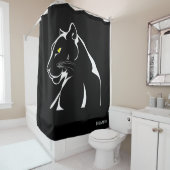  Panther Big Strong Angry Cat Yellow Eyes Douchegordijn (In situ)
