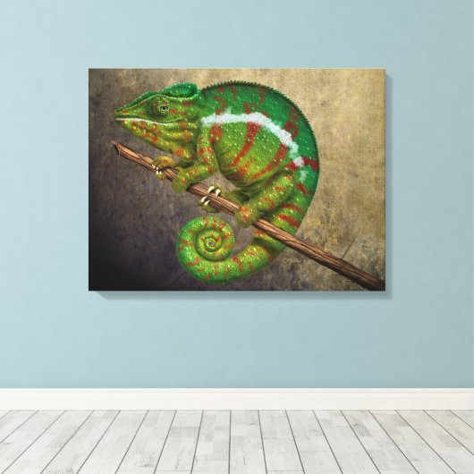Panther Chameleon Digital Painting Canvas Afdruk (Insitu (Houten vloer))