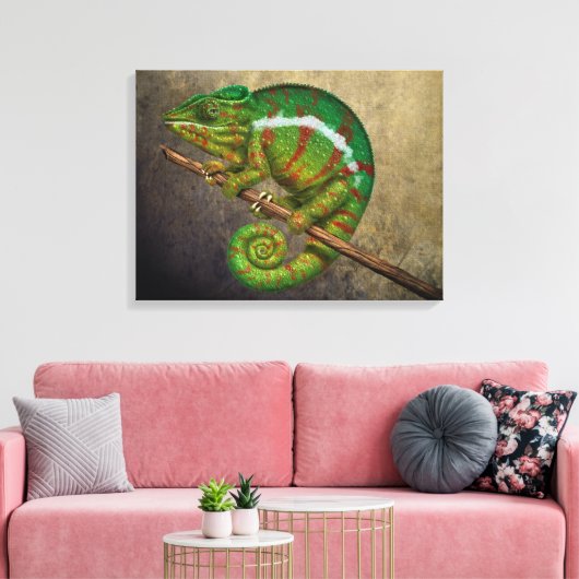 Panther Chameleon Digital Painting Canvas Afdruk (Insitu (Woonkamer))