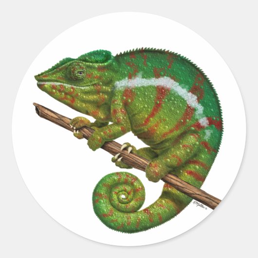 Panther Chameleon Digital Painting Ronde Sticker (Voorkant)