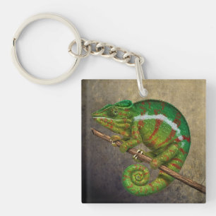 Panther Chameleon Digital Painting Sleutelhanger