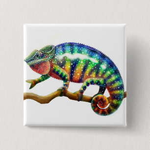 Panther Chameleon Pin Vierkante Button 5,1 Cm