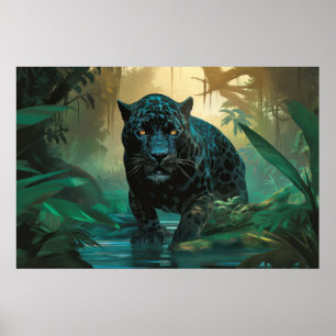 Panther Dier Wilderness Kleurrijke Kunst Poster