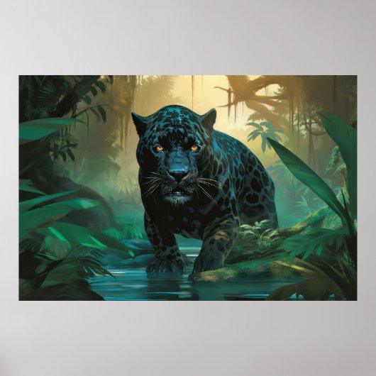 Panther Dier Wilderness Kleurrijke Kunst Poster (Voorkant)