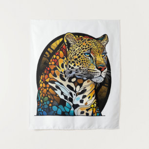 Panther Dierenportret Glas in lood Wildlife Art Wandkleed