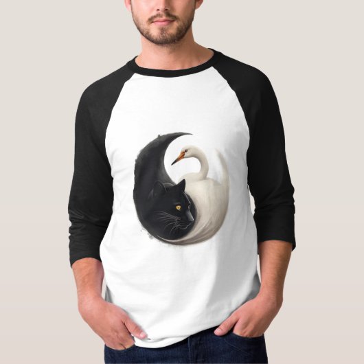 Panther en Crane Yin Yang Ink Art T-shirt (Voorkant)