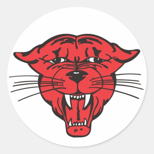 PANTHER FACE, rood 01 Ronde Sticker (Voorkant)